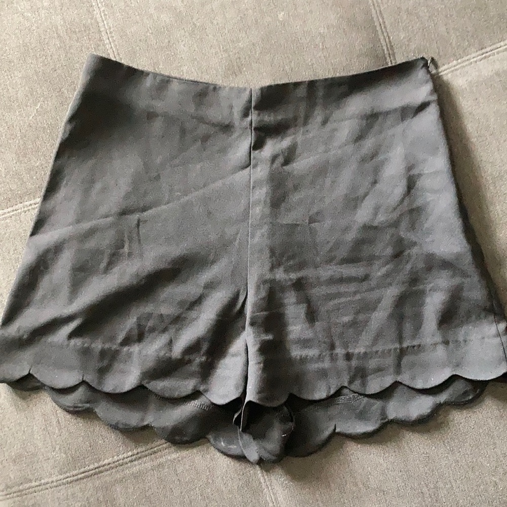 Black scalloped shorts